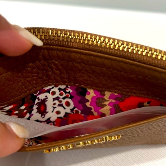 Vera Bradley Slim Coin Purse Cognac Genuine Leather - Picture 5 of 9